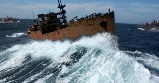 Actual unretouched photo taken by Cuban military of long missing ship.
